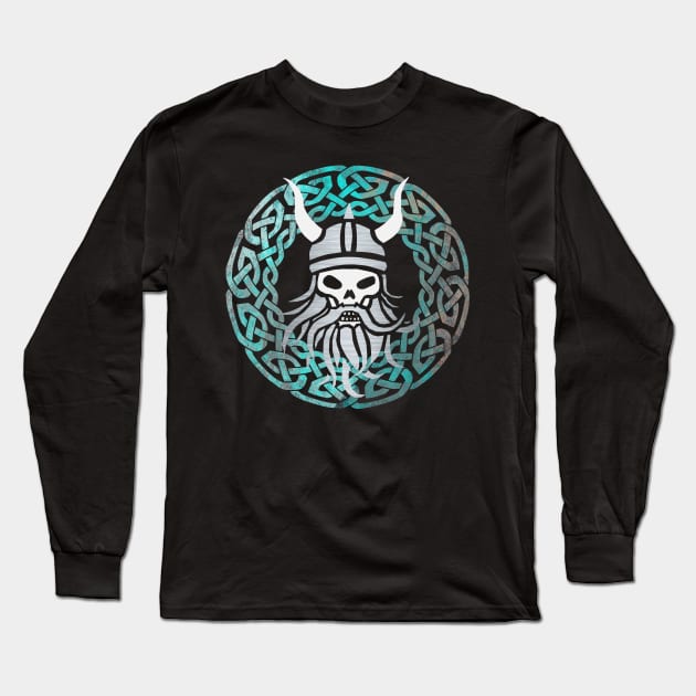 Viking Skull Long Sleeve T-Shirt by Wild Geometric